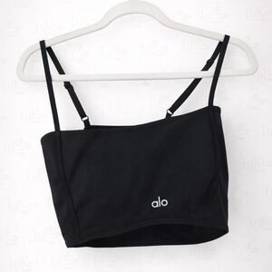 Alo Yoga Black Cropped Sports Bra Top | Size M | Built-In Support